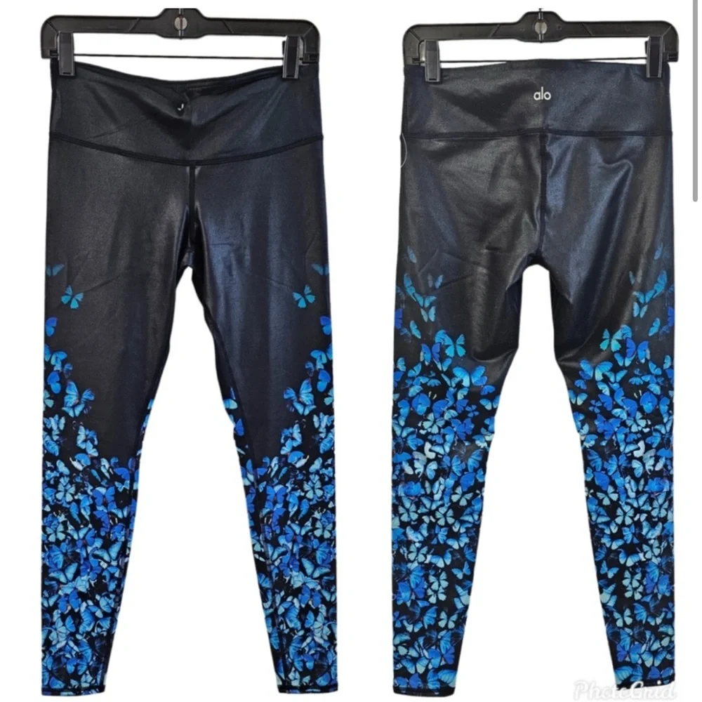 Alo Yoga Gypset Goddess Blue Butterfly Leggings Sz S
